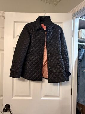 kate spade Black Quilted Puffer Jacket with Pink Lining